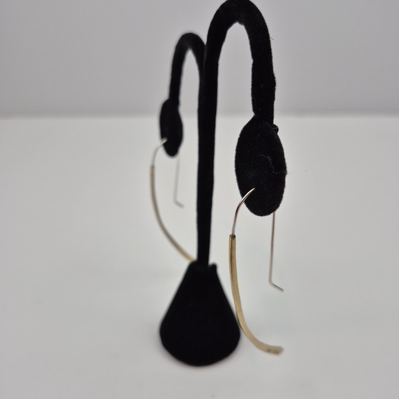 Vtg Gold Tone Threader Earrings 2.5" Long Minimalist Drop Dangle KR India - Picture 9 of 11